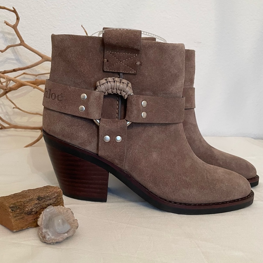 NWT See by Chloe dark beige ankle boot Western Bohemian Wabi Sabi style boot